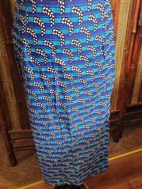 Blue Patterned Maxi  Skirt - Women's Stylish Ankara  Print Pencil Skirt